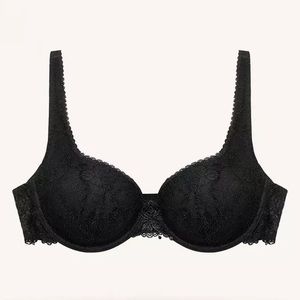 Black Lace Underwire Demi Balconette Bra